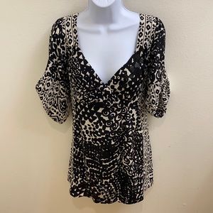 Nanette Lepore Silk Sequin Beaded Long Blouse